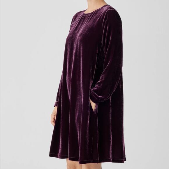 Eileen Fisher Velvet Crew Neck Dress - Picture 3 of 9